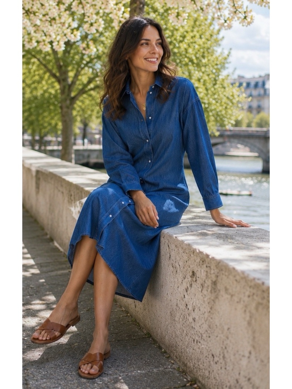 NWT COS Denim Organic Cotton Shirt Dress in Dusty Blue Sz 2
